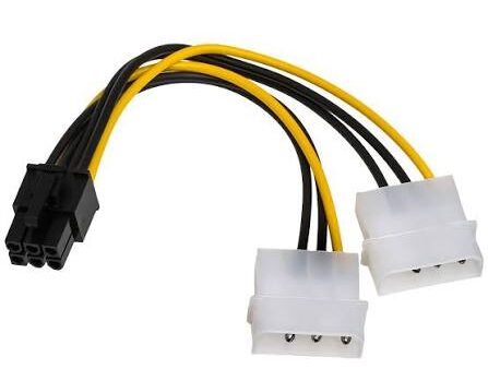 PCI-E 6 pin Power to Molex (2x Y-Cable) Adapter, for Video Card