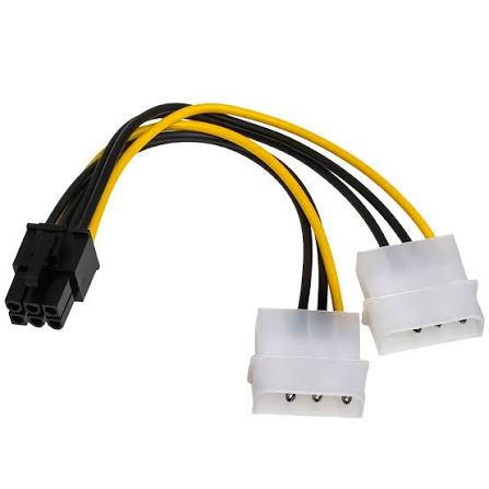 PCI-E 6 pin Power to Molex (2x Y-Cable) Adapter, for Video Card