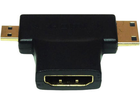HDMI 2-in-1 T-Adapter - HDMI to HDMI Mini or HDMI Micro Combo Adapter – F/M
