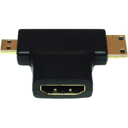 HDMI 2-in-1 T-Adapter - HDMI to HDMI Mini or HDMI Micro Combo Adapter – F/M