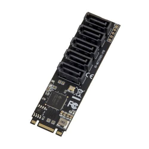 SYBA 5 port Non-RAID SATA III 6Gbp/s to M.2 B+M Key Adapter PCI-e 3.0 x2