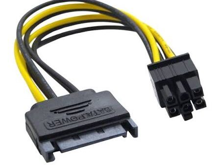 SATA Power to 6 Pin PCI Express Video Card Power Adapter Cable
