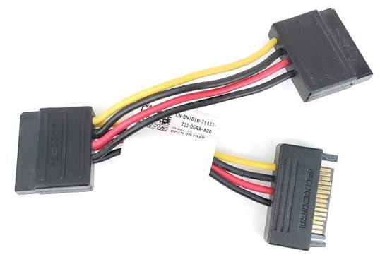 SATA Power Cable, 1 Input to 2 Outputs, Power Splitter