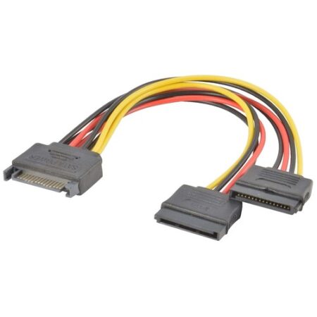 SATA Power Cable, 1 Input to 2 Outputs, Power Splitter, 14inch