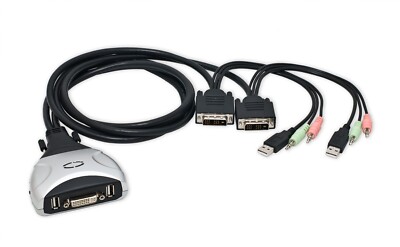 SYBA USB Interface, 2x Ports DVI Cable KVM Switch, up to 1920x1200 w/Audio