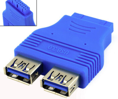 Motherboard 2 Ports USB 3.0 A Female to 20 Pin Header Female Connector Adapter
