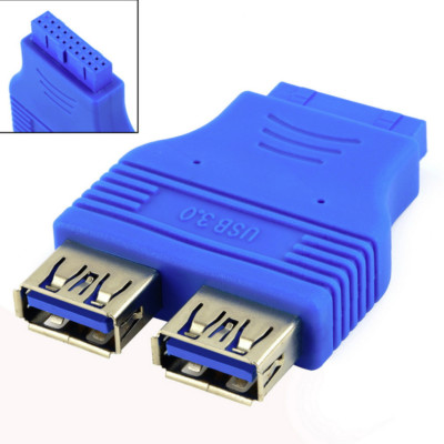 Motherboard 2 Ports USB 3.0 A Female to 20 Pin Header Female Connector Adapter