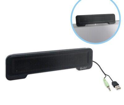 USB Powered Portable Stereo Sound Speaker Bar Mounts to Laptop Screen